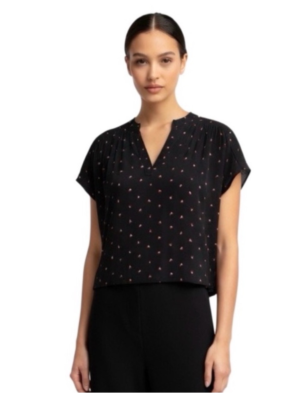 Banana Republic Oversized Navy with Red Patterned Blouse - S